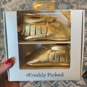 Freshly Picked gold moccasins